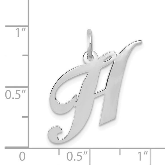 Kazi Luxury 14K White Gold Medium Fancy Script Letter H Initial Charm - Picture 3 of 4